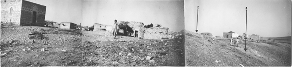 patrols of the palmach/technical department, from the village file of hulda, 1947. israel defence force and ministry of defense archive, intelligence gathering
the photographs were taken by jewish soldiers for surveillance and conquest purposes pre-1948 war
the files on palestinian villages from the idf archive were examined and opened by the opening
 material team. classified g - date opened: 29.2.2001.

1 - east entrance
2 - east path
idf and ministry of defense archive
